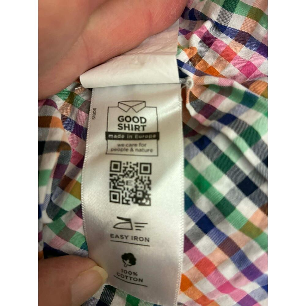 Eterna Modern Fit Men's XL Short Sleeve Button Down Shirt Multicolor CheckCotton - Picture 5 of 7